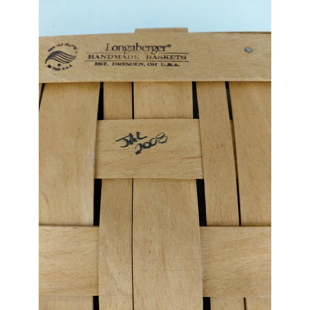 Longaberger 2007 Angled Basket w/protector & Botanical Fields Liner